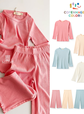Little现货 Copenhagen Colors SS26春夏儿童木耳边套头衫阔腿裤