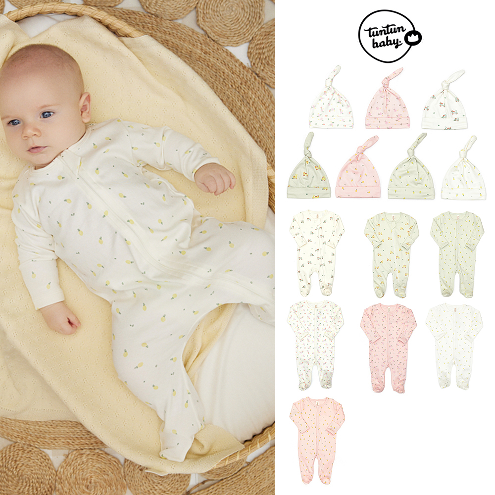 54 Little家tuntun SS24婴幼儿宝宝pima棉舒适包脚连体衣胎帽