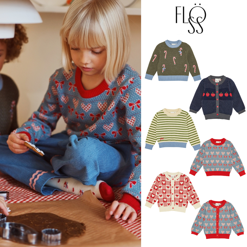 Little现货 丹麦floess FW25秋冬男女童针织毛衣开衫圣诞风
