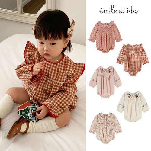 Little现货 法国emile et ida FW26秋冬女宝幼童印花长袖包屁衣