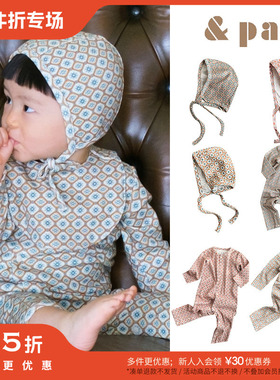 3件5折 Little现货日本And Pal FW25儿童巴洛克拼花连体爬服帽子