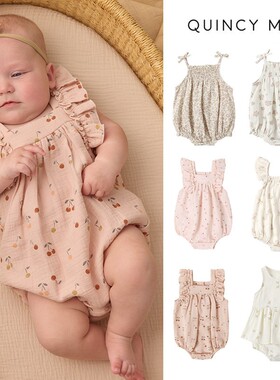 8Z Lttle美国quincy mae SS26女宝荷叶边包屁衣吊带包屁衣哈衣