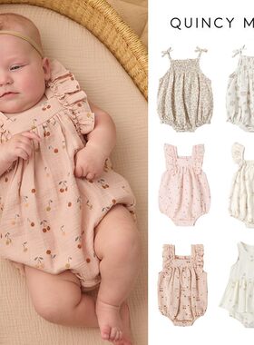 7Z Lttle美国quincy mae SS26女宝荷叶边包屁衣吊带包屁衣哈衣