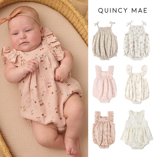7Z Lttle美国quincy mae SS26女宝荷叶边包屁衣吊带包屁衣哈衣