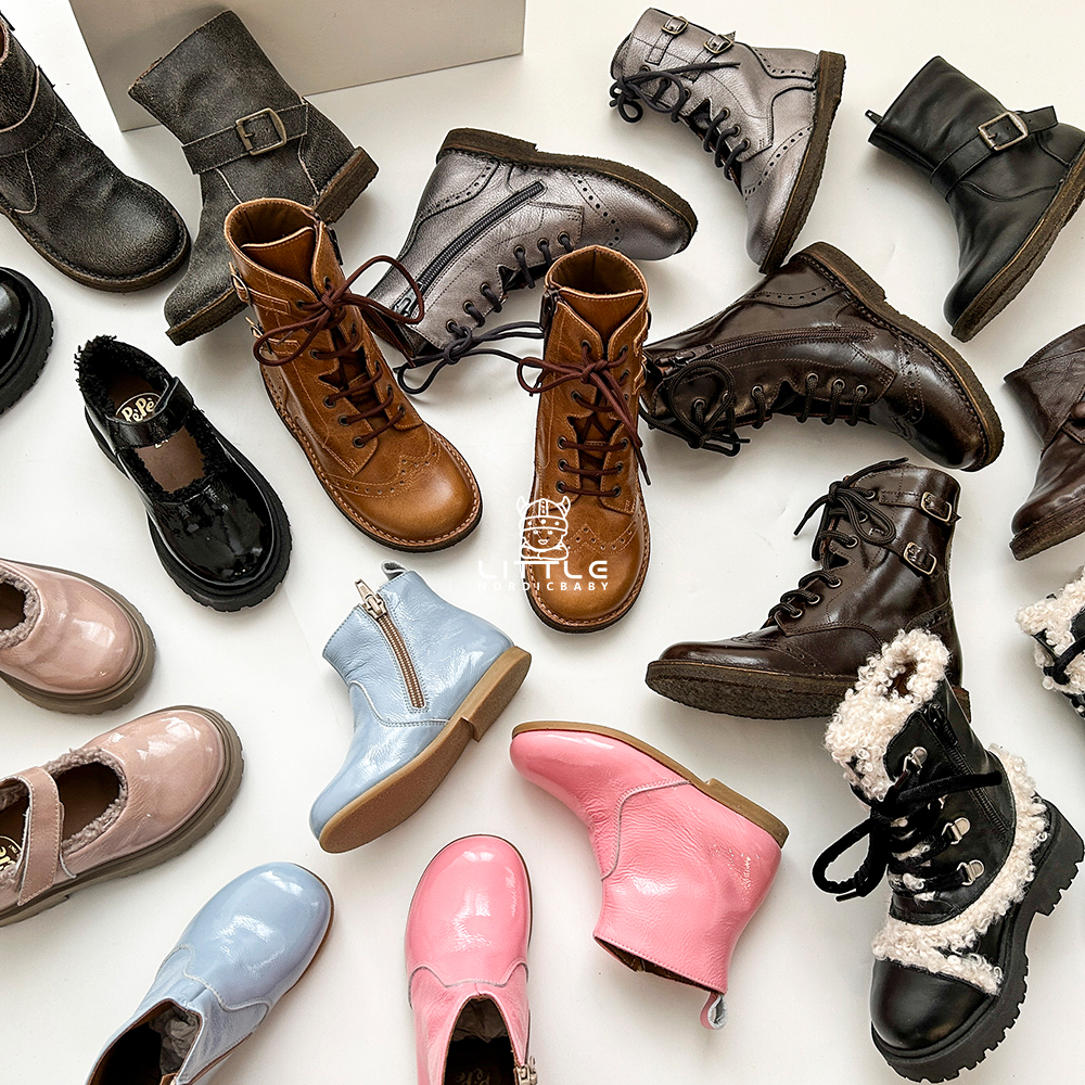 5Z Little现货 意大利pepe FW24秋冬女宝宝复古系带高帮靴子