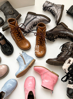 5Z Little现货 意大利pepe FW24秋冬女宝宝复古系带高帮靴子