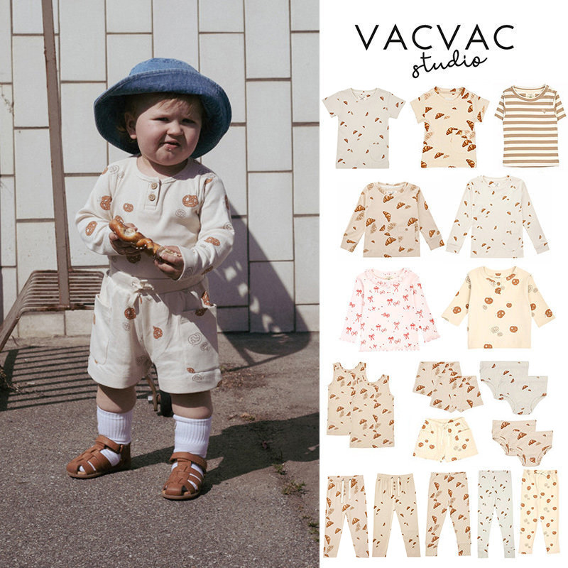Little家现货 丹麦VACVAC SS26儿童牛角包短袖背心短裤打底裤