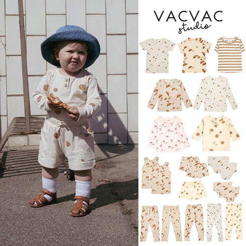 Little家现货 丹麦VACVAC SS26儿童牛角包短袖背心短裤打底裤