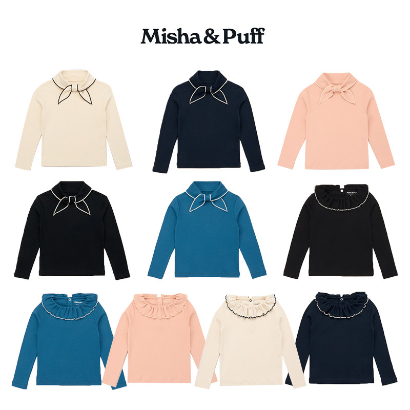 Little现货 Misha Puff FW26秋冬儿童经典打底衫花边领蝴蝶结领