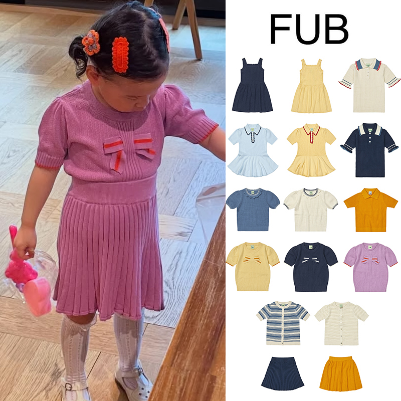 7Z现货Little丹麦FUB SS25春夏女宝儿童有机棉短袖上衣半裙连衣裙