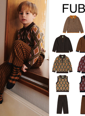 7Z Little现货丹麦FUB FW25秋冬儿童中性羊毛毛衣polo马甲阔腿裤