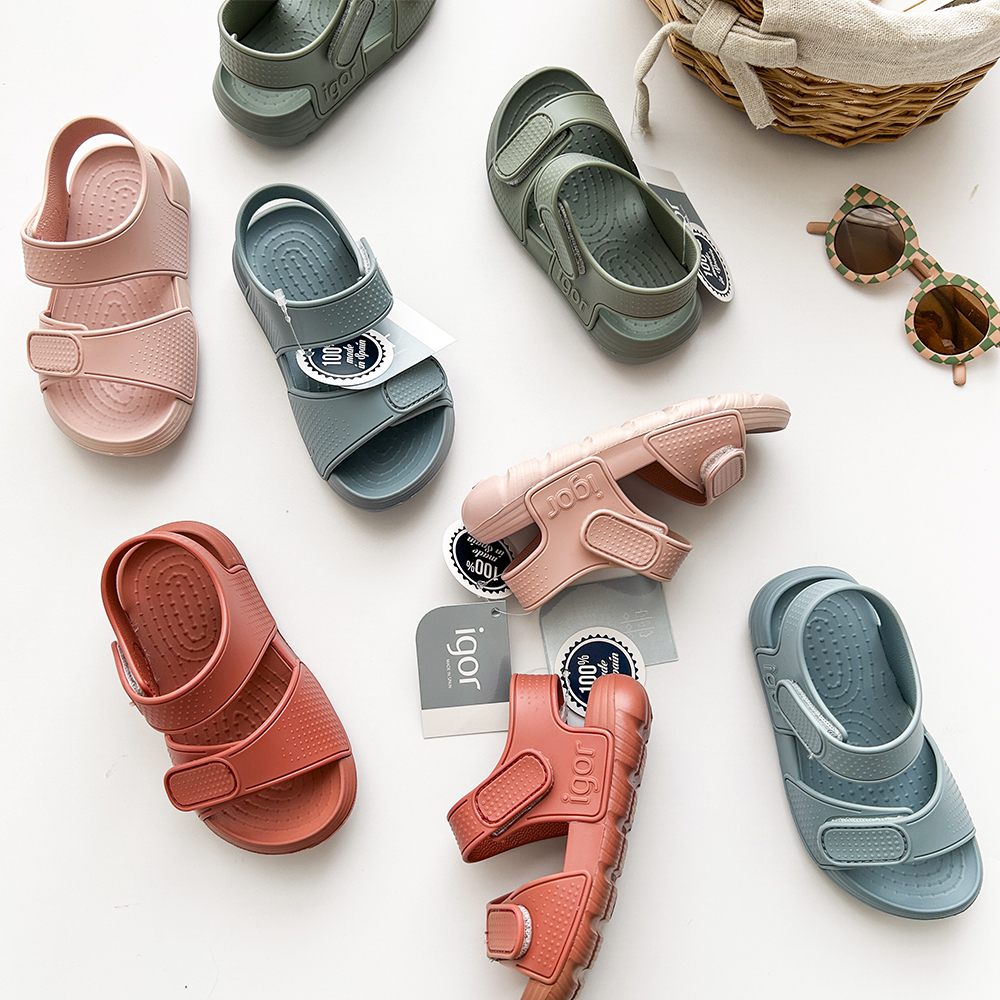 8Z Little家现货西班牙 IGOR SS24春夏儿童露趾双魔术贴沙滩凉鞋