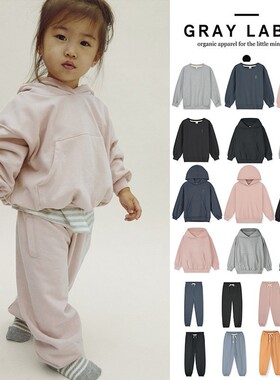 Little荷兰 gray label SS26儿童中性经典色有机棉长袖卫衣裤