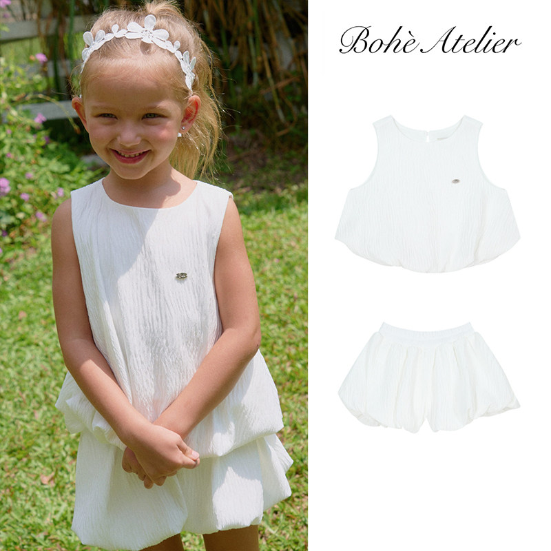 8Z 现货Little韩国bohe atelier SS26春夏儿童宝宝背心花苞裤套装