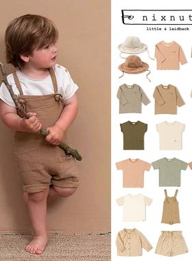 5件3折 Little荷兰Nixnut SS23春夏儿童宝宝休闲T恤背带裤遮阳帽
