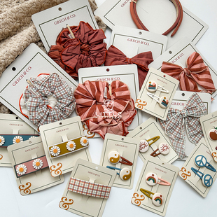 儿童宝宝发饰发夹发圈 3件4折 丹麦grech 格子 Little家现货