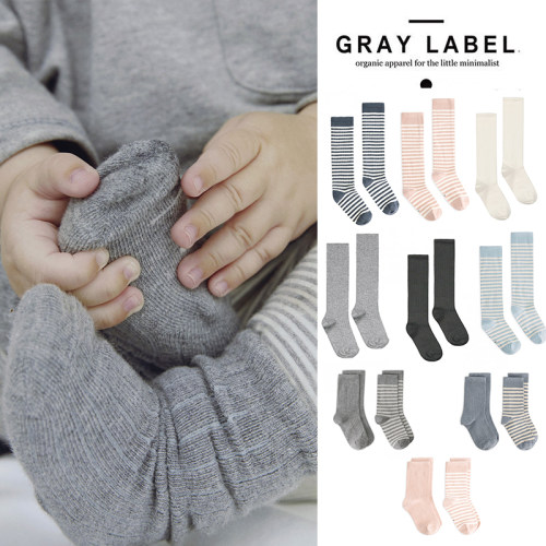 Little现货 荷兰gray label SS26儿童纯色条纹袜中筒袜长筒袜