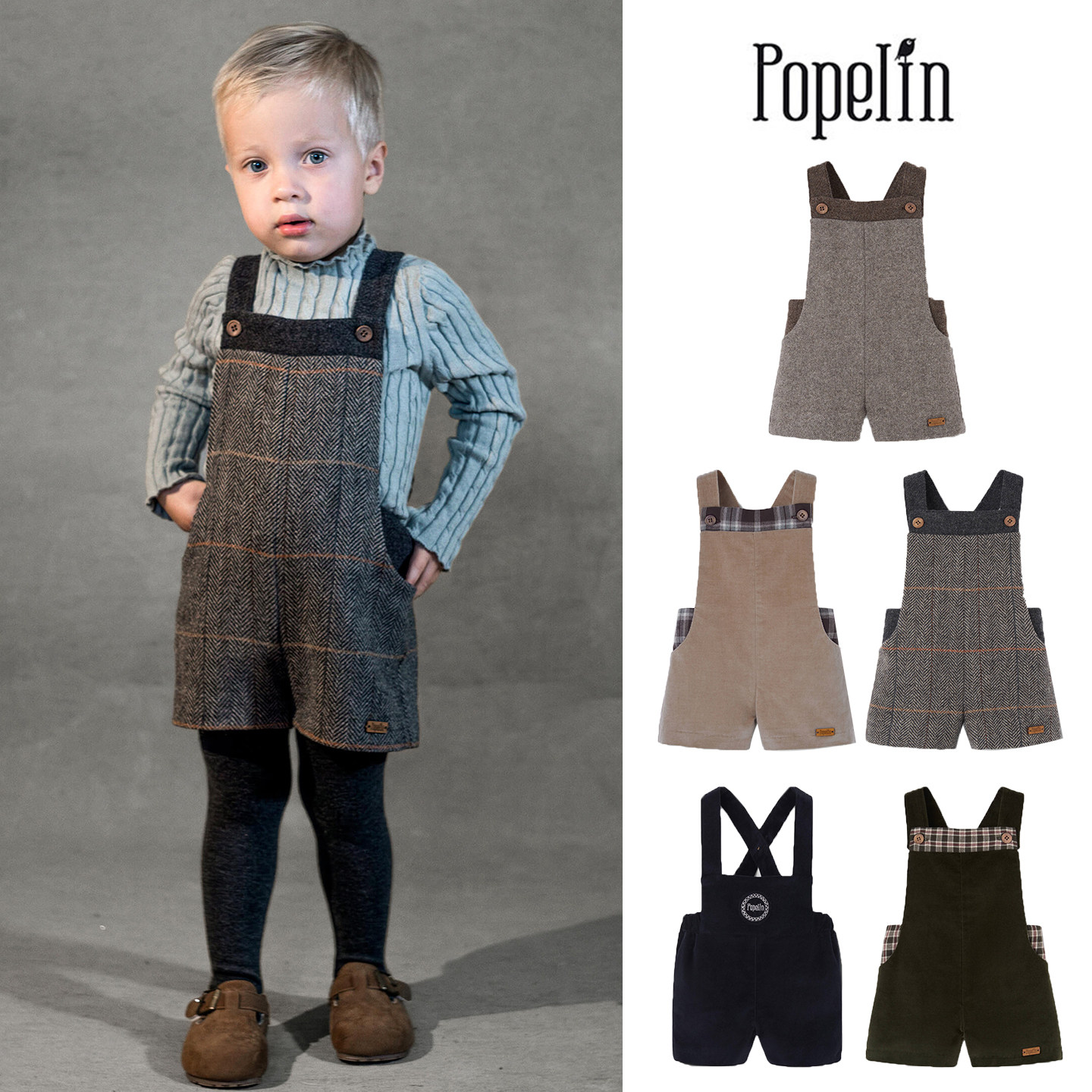 Little现货 西班牙popelin FW26秋冬儿童男宝背带短裤英伦风图片