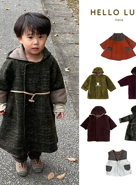 6Z 意大利hello lupo FW23毛呢宝宝儿童斗篷外套背心