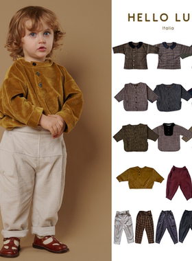 7Z Little现货 意大利 hello lupo FW25 男童中性格子上衣长裤