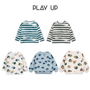 Little现货葡萄牙 play up FW26秋冬儿童卫衣条纹长袖T恤4-6岁