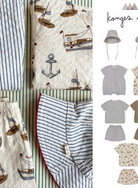 Little 丹麦Konges Slojd SS24春夏儿童短袖连体衣短裤帽子