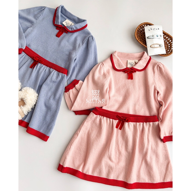 Little现货 丹麦floess FW25秋冬女宝针织长袖上衣半裙套装