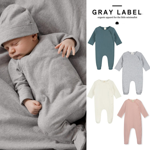 85Z现货Little荷兰gray label FW25秋冬新生儿宝宝长袖包脚连体衣