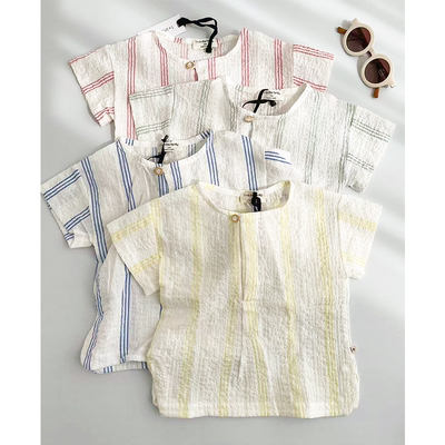 Little现货西班牙1+in the family SS26儿童条纹上衣短袖短裤长裤