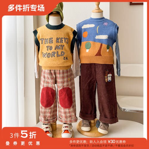 3件5折 Little现货jellymallow FW25秋冬儿童中性T恤针织马甲长裤