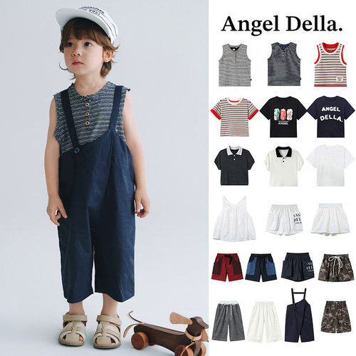 Little现货 日本Angel della SS26春夏儿童T恤背心短裤背带裤