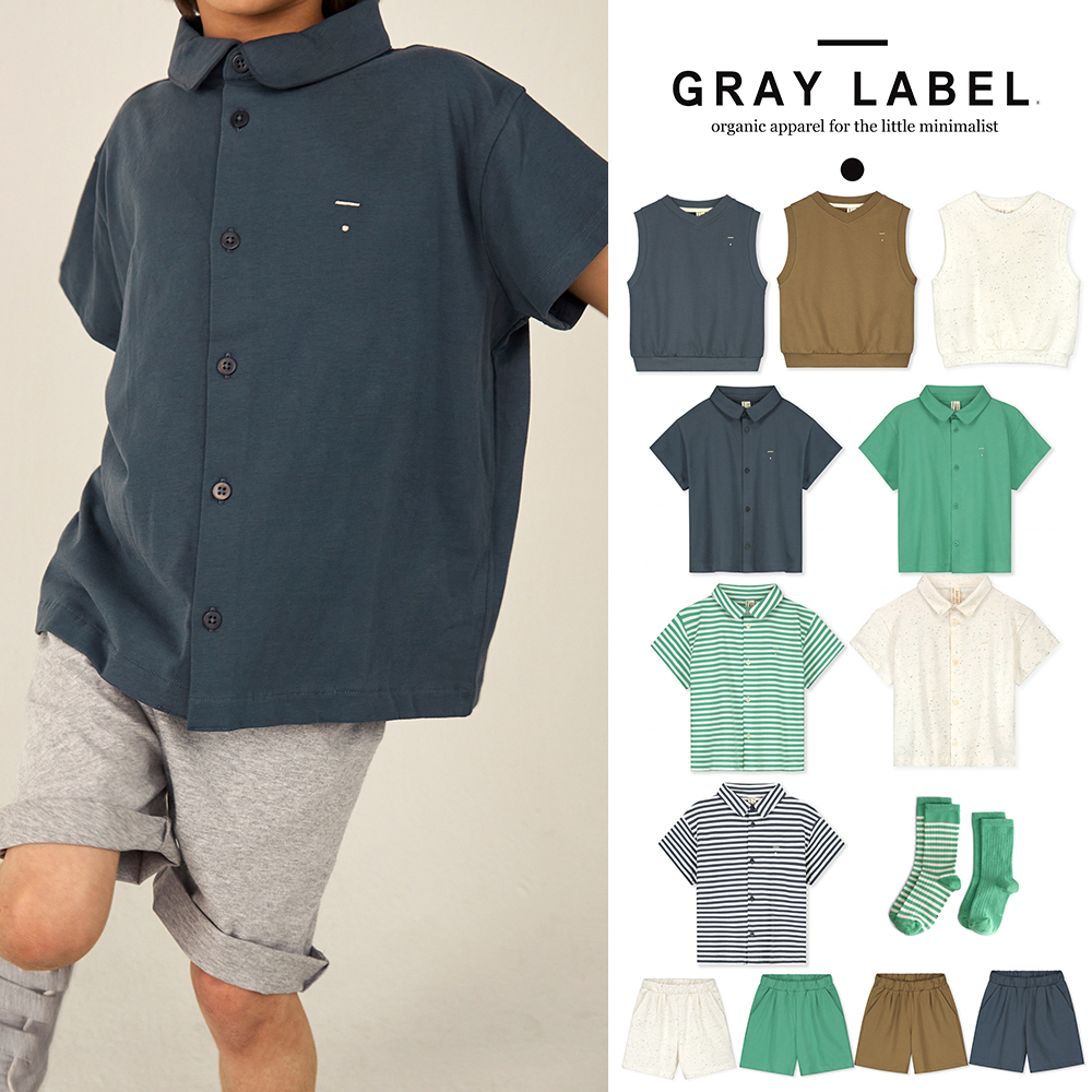 54 Little家现货荷兰gray label SS24春夏儿童短袖衬衫马甲短裤