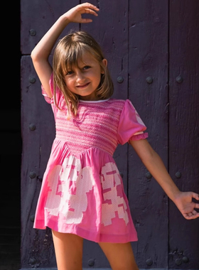 6Z little现货 法国bachaa SS25春夏女宝宝有机棉刺绣翻领连衣裙