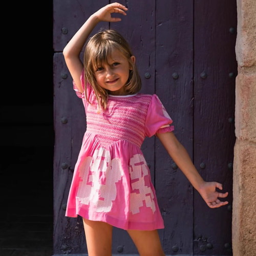 5Z little现货 法国bachaa SS25春夏女宝宝有机棉刺绣翻领连衣裙