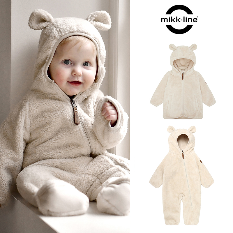 9Z Little现货mikk line FW24冬儿童泰迪绒夹克小熊连体衣外出服