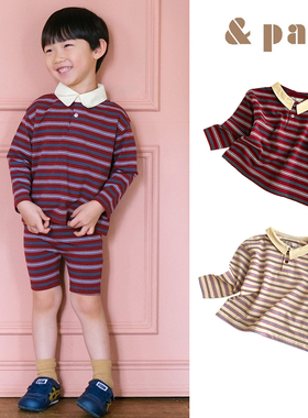 Little家现货 日本And Pal SS26 春夏儿童polo衫长袖T恤衬衫