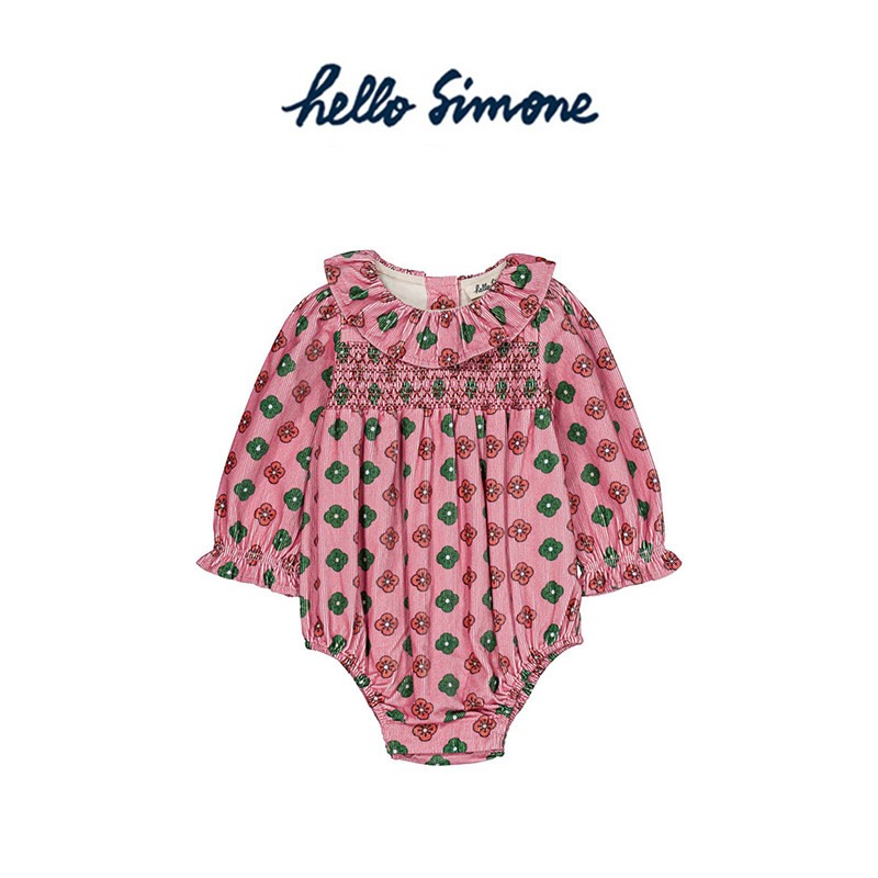 Little现货法国 hello simone FW26秋冬女宝灯芯绒翻领长袖包屁衣