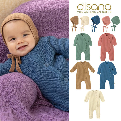75Z现货Little德国Disana FW25秋冬新生儿宝宝针织羊毛连体衣胎帽