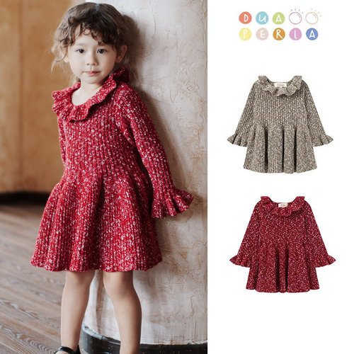 Little家 Dua perla SS26新款女童日常甜美杂色花边连衣裙拜年
