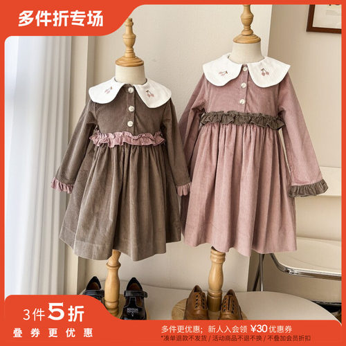 3件5折 little现货拉脱维亚hebe FW25秋冬女宝宝纯棉连衣裙公主裙