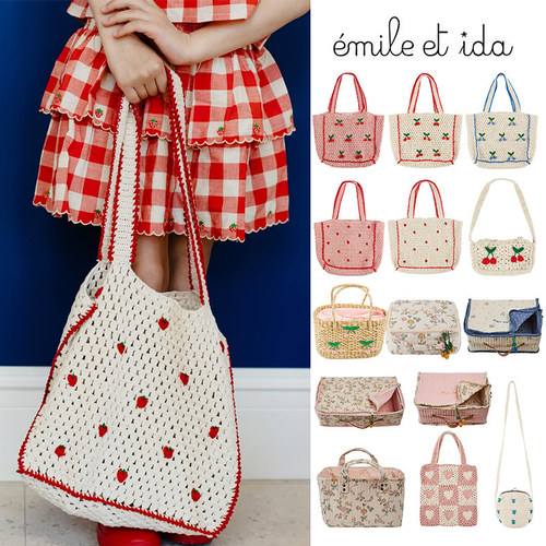 8Z Little现货法国emile et ida SS26儿童钩织手提包斜挎包洗漱包
