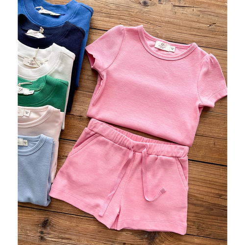 Little现货 Copenhagen Colors SS26儿童纯色短袖T恤短裤套装