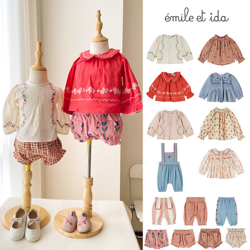 Little现货 法国emile et ida FW26秋冬女宝宝上衣花苞裤背带裤