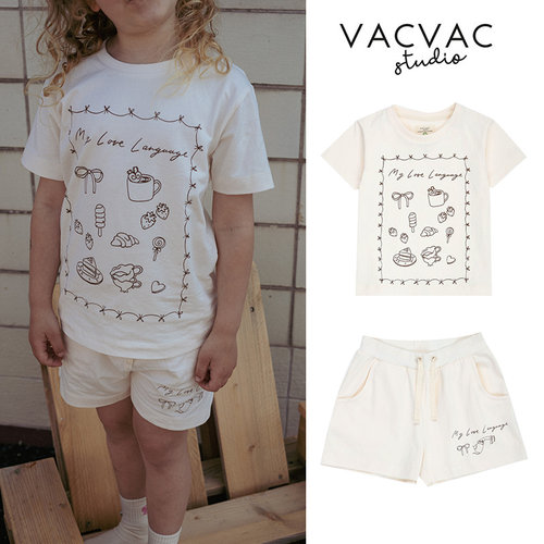 Little家现货 丹麦VACVAC SS26春夏儿童有机棉印花短袖T恤短裤