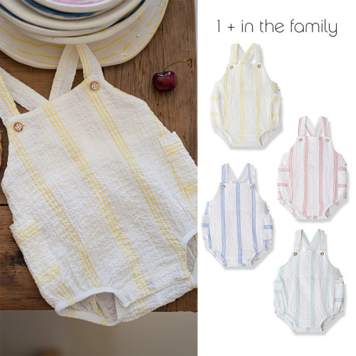 7Z Little家现货 西班牙1+in the family SS26春夏宝宝条纹背带裤