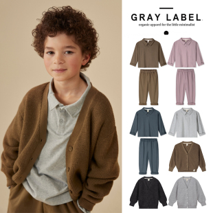 羊毛开衫 FW25秋冬儿童polo领上衣长裤 label Little荷兰gray