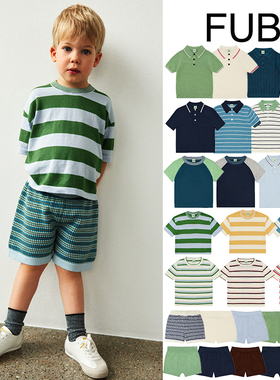 Little现货 丹麦FUB SS26春夏男宝条纹短袖T恤衬衫polo衫短裤