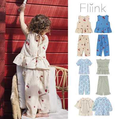 Little家现货 丹麦Fliink  ss26春夏女宝宝纯棉短袖T恤长裤防蚊裤