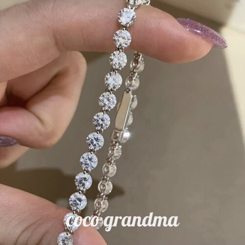 老钱风超闪网球手链圆钻锆石精致