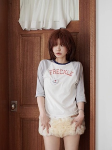 现货PREON工厂自制夏季 圆领t恤freckle 新款 复古做旧插肩显瘦中袖